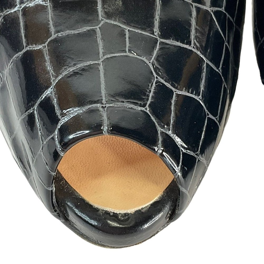 Giuseppe Zanotti Design Shoes Womens Sz 40 Black Leather Snake Peep Toe Heel - Picture 5 of 13